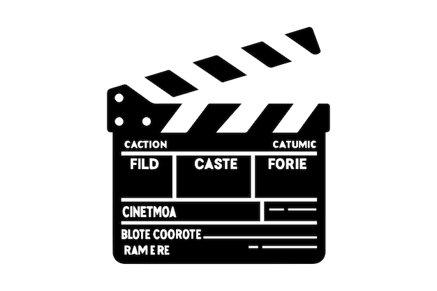 Vector cinema clapperboard opened movie film clap board icon set vector silhouette