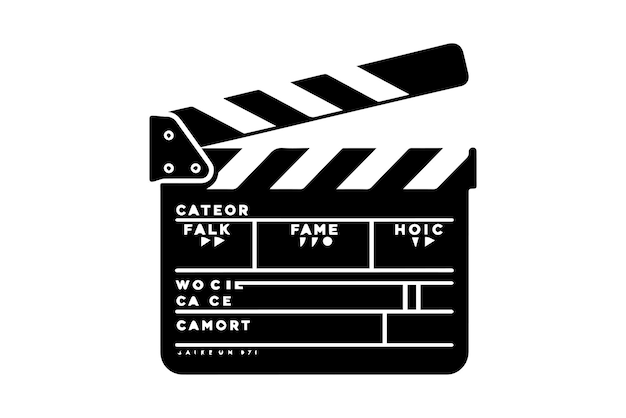 Cinema Clapperboard Opened Movie Film Clap Board Icon Set vector silhouette