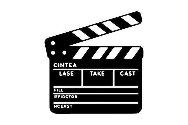 Cinema Clapperboard Opened Movie Film Clap Board Icon Set vector silhouette