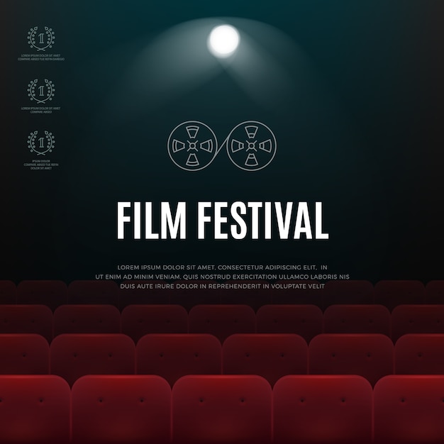 Cinema, film festival vector abstract poster, background