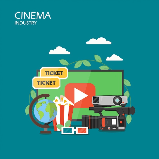 Cinema industry  flat style design illustration