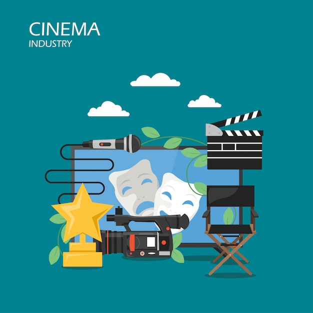 Cinema industry vector flat style illustration