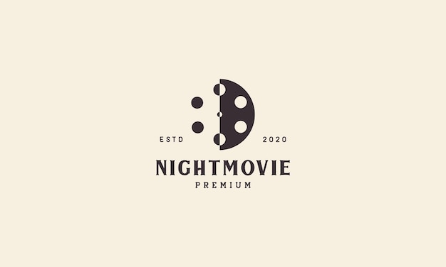 Cinema  movie night moon  logo symbol icon vector graphic design