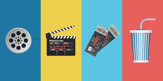 Cinema objects illustration isolated