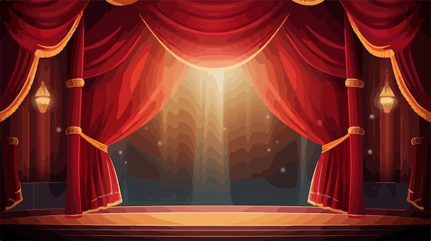 Cinema Screen Lights and Curtain Illustration