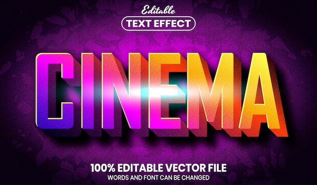 Cinema text, font style editable text effect