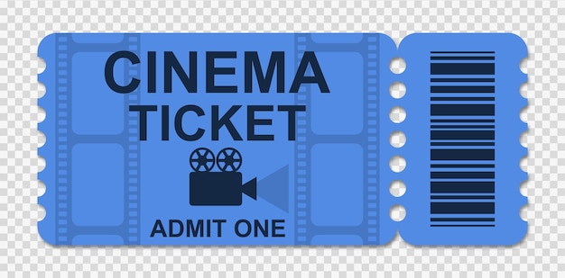 Cinema ticket on blue background.Vector Illustration