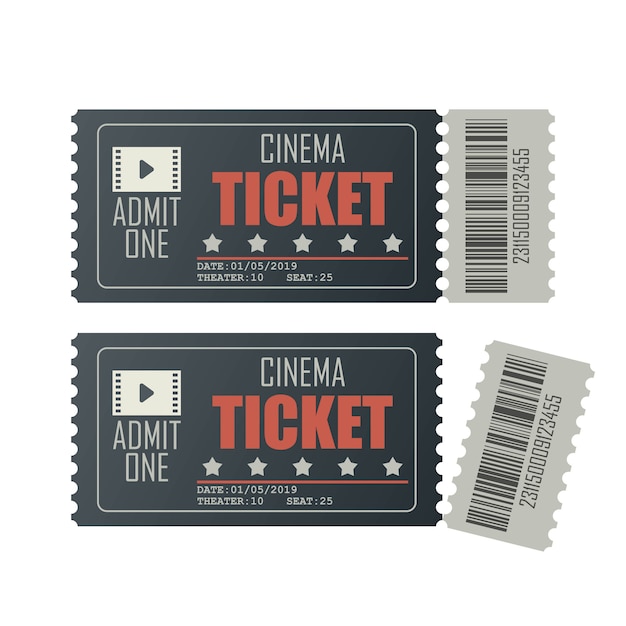 Cinema ticket illustration isolated on white