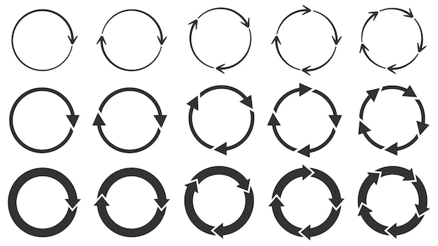 Circle arrows. Round reload or repeat icon, rotate arrow and spinning loading symbol.