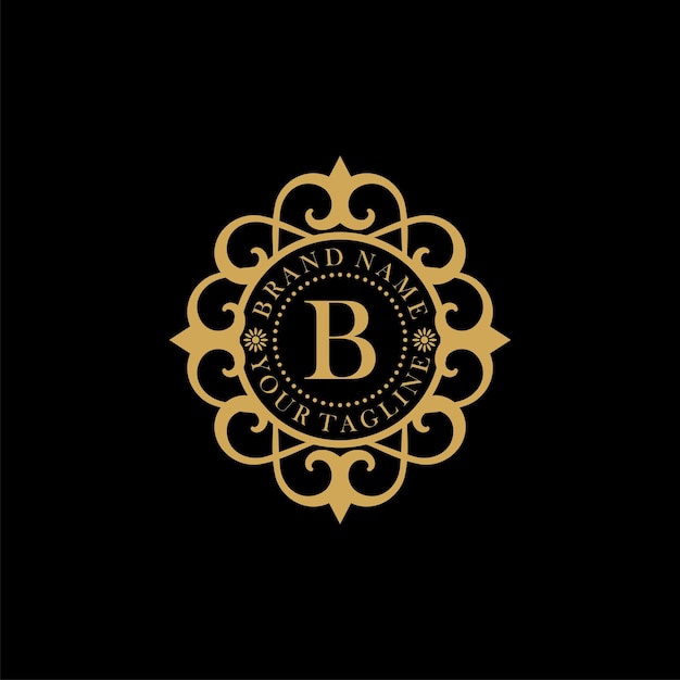 circle badge royal ornament initial B logo design