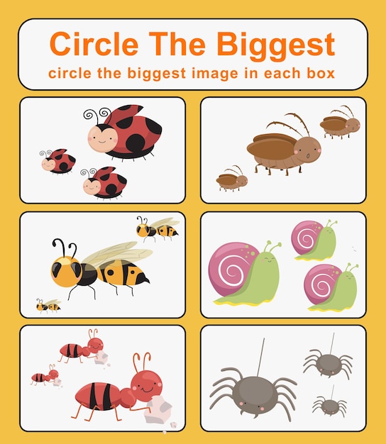 Circle the biggest worksheet for children Comparison sheet for kid Learning about size