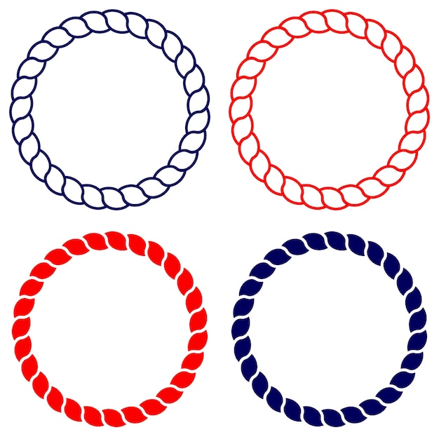 Circle blue and red rope vector line art isolated