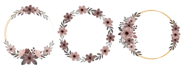 circle brown flower  watercolor frame