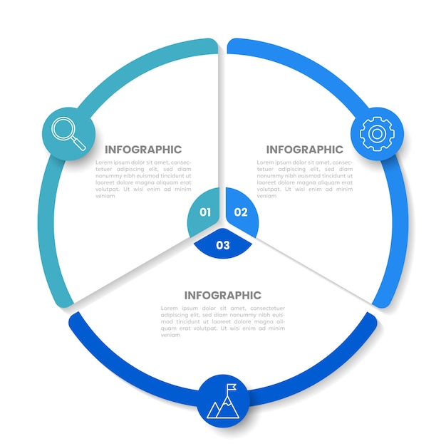 Circle chart infographic template with 3 options for presentations