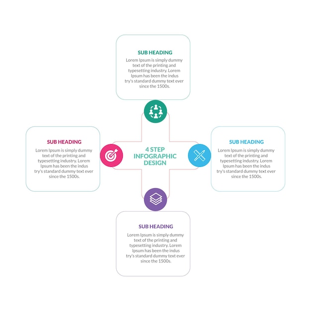 Circle chart infographic template with 4 options