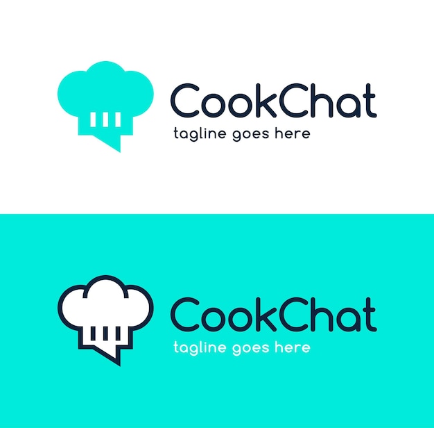 Circle color cook chef chat logo design.