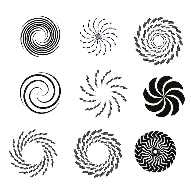 Vector circle design elements set of spiral elements spiral icon set swirl helix gyre curl loop symbo