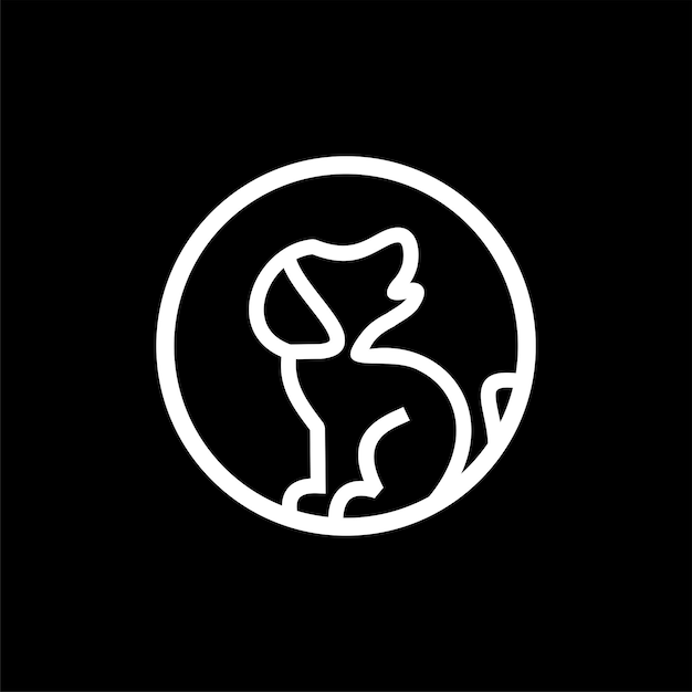 Circle design logo template combined with dog line art style