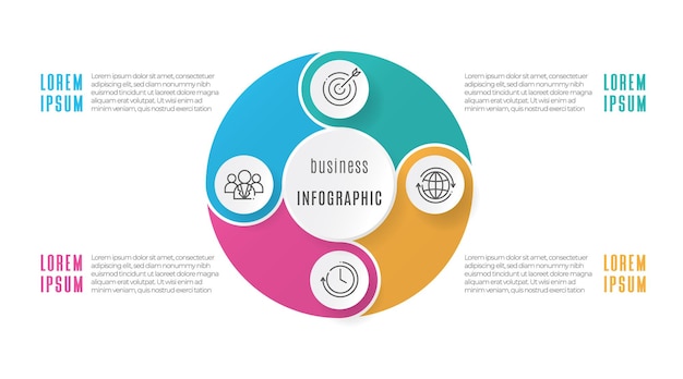 Circle diagram infographic template 4 options