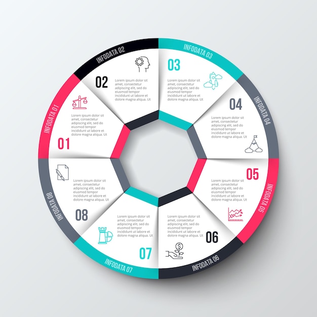 Circle diagram is divided into 8 parts Vector infographic element for presentation