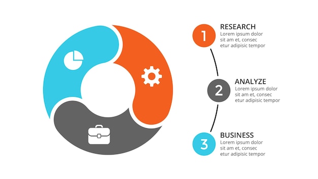 Circle diagram Vector Infographic Presentation template Chart 3 options steps