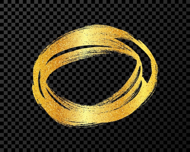 Circle drawn with a gold marker Doodle style scribble circle Gold hand drawn design elements on dark