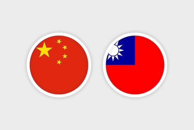 Circle flags of China and Taiwan.