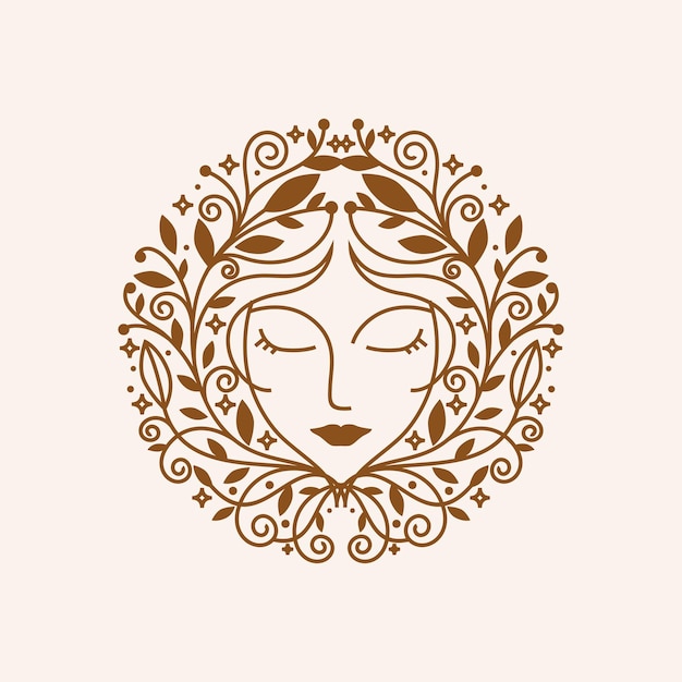 Circle Floral Beauty Women Logo Design Vector