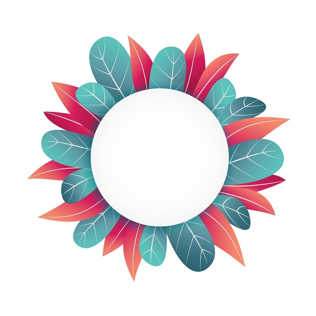 Circle floral frame design with blank text space and colorful leaves border