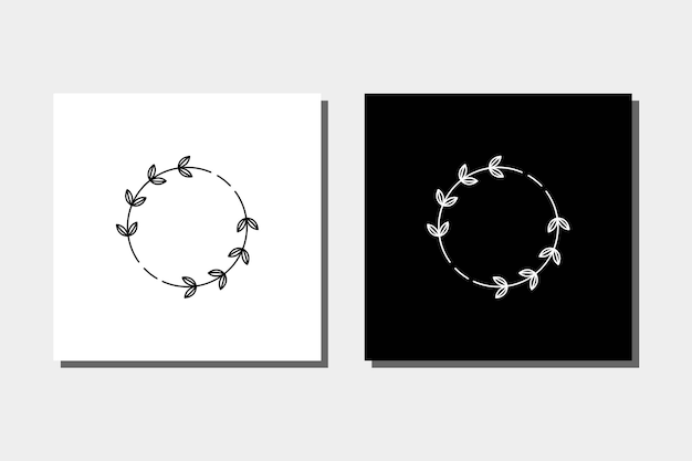 circle floral frame leaves logo design organic minimalist