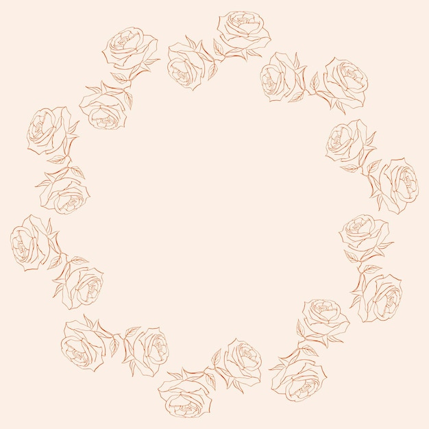 Circle floral vintage draw frame vector illustration Hand drawn rosebuds