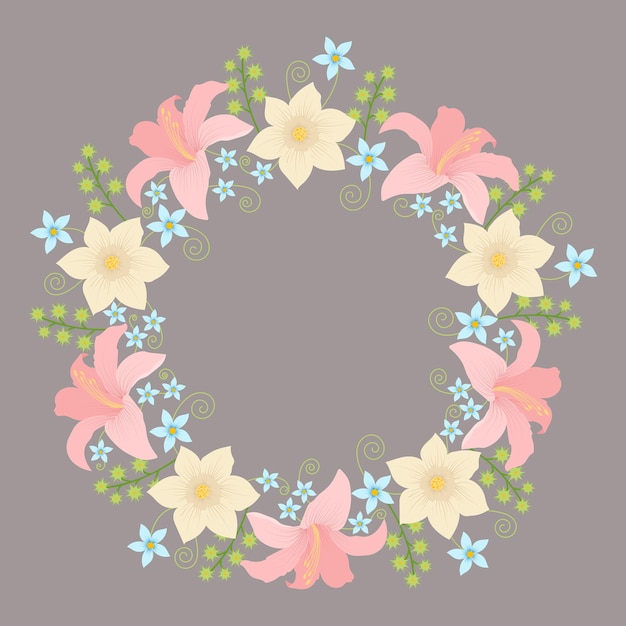 Circle flowers frame