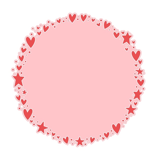 Circle frame formed by hearts Valentines Day background Circular love background with hearts