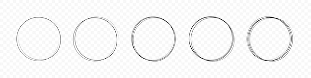 Circle frame set Round frame set Geometric line circle design frames Round shape borders Hand drawning circle line sketch set Vector graphic EPS 10