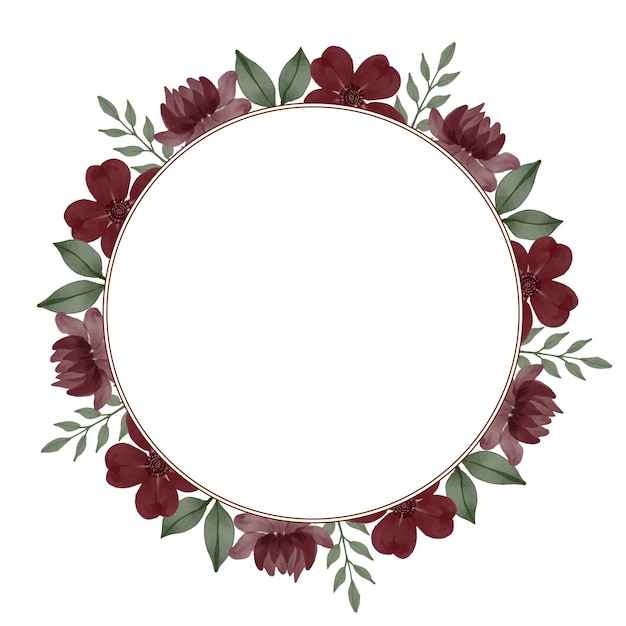 circle frame with maroon floral border for greeting and wedding card