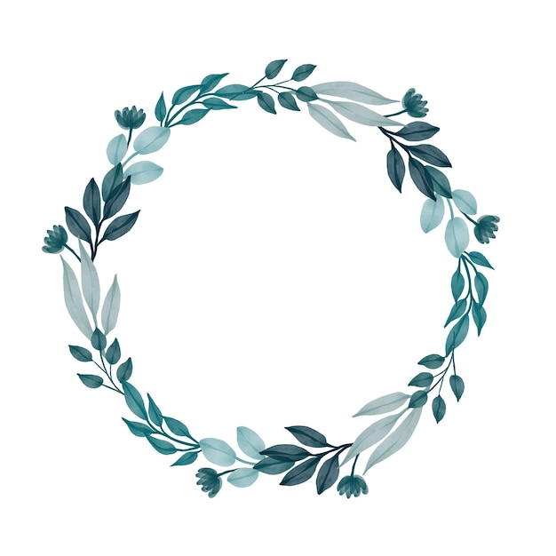 circle frame with pale green leaves border