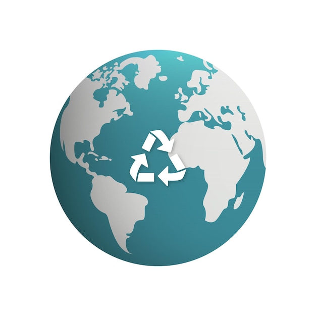 Circle Globe with Triangle Arrow Recycle Symbol Save World Reuse Resource Concept Cartoon Icon