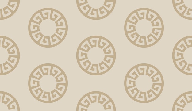 Circle greek seamless pattern with round meander borders