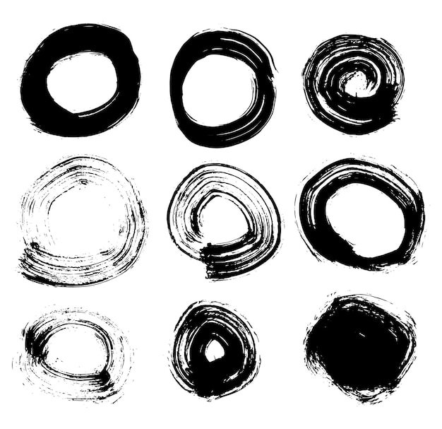 Circle Hand Drawn Set Isolated on White Background. Vector Illustration.