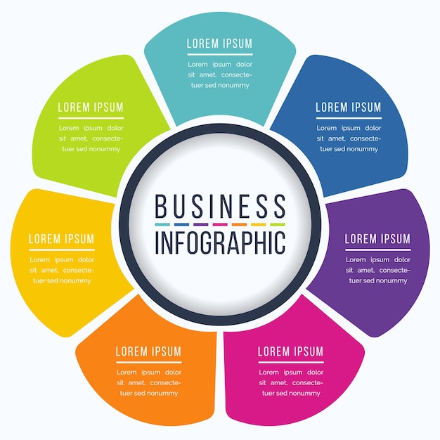 Circle Infographic design 7 Steps objects elements or options business information template