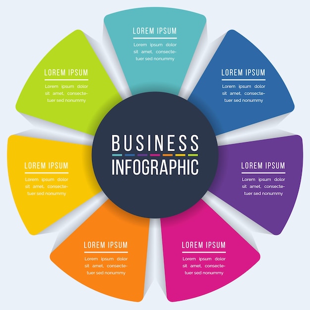 Circle Infographic design 7 steps objects elements or options infographic business template