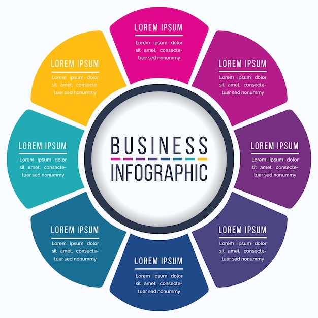 Circle Infographic design 8 Steps objects elements or options business information template