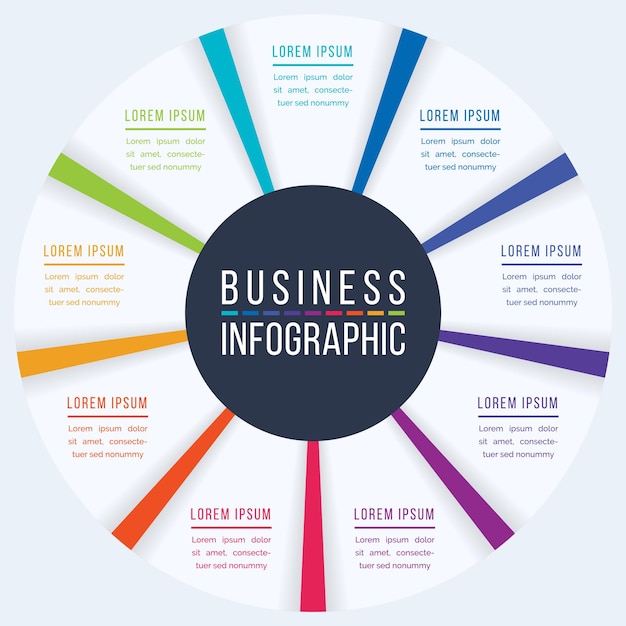 Vector circle infographic design 9 steps objects elements or options business information template