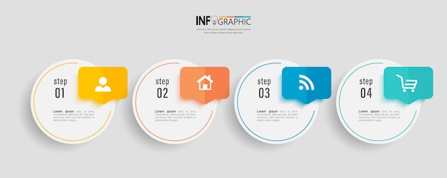 Circle infographic elements with 4 steps