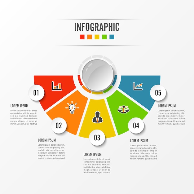 Circle infographic template five option