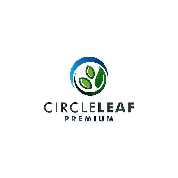 Circle leaf logo template nature icon logotype