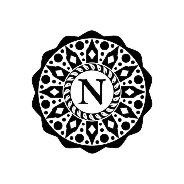 circle mandala with initial n logo