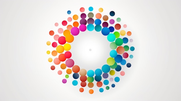 Vector a circle of multicolored circles with a circle of multicolored dots in the middle