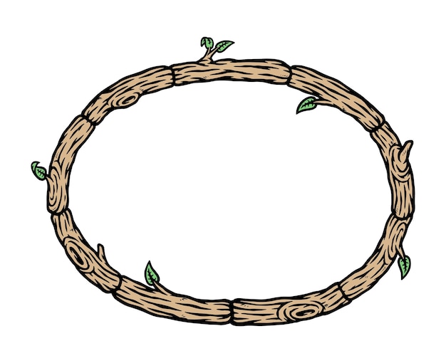 circle natural wood frame illustration