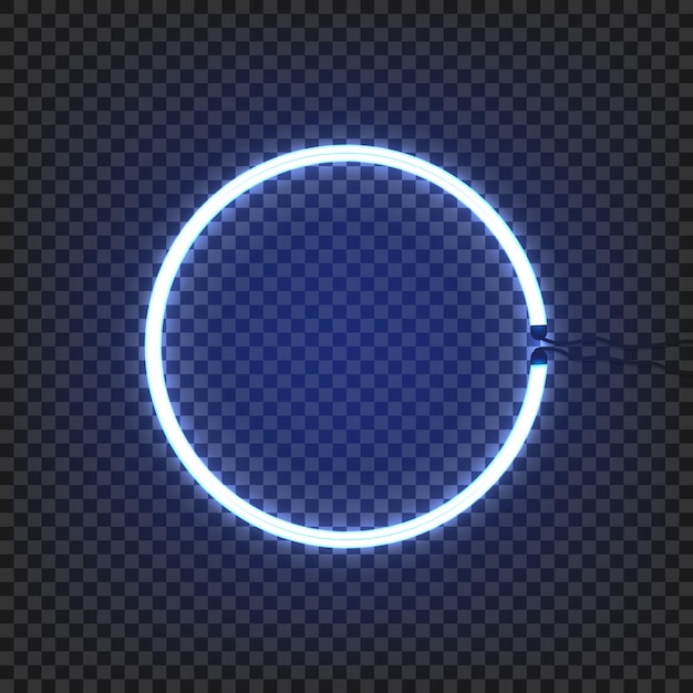 Circle neon lamp wall sign isolated on transparent background Vector illustration Eps 10